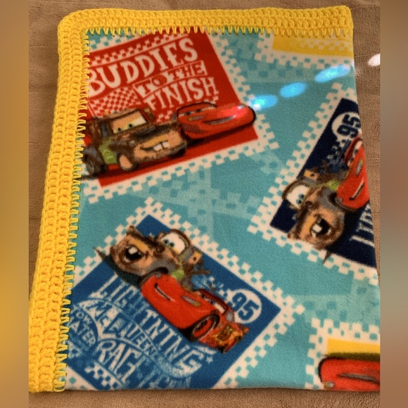 Hand Crafted Other - Children’s Blanket Handmade Crochet Disney’s Cars Blue Red Yellow McQueen
